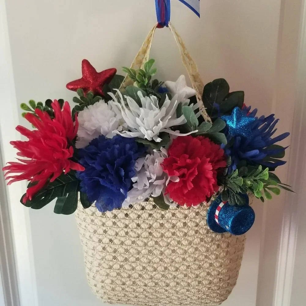 Patriotic Decor Door Hanger Wreath Summer Decor